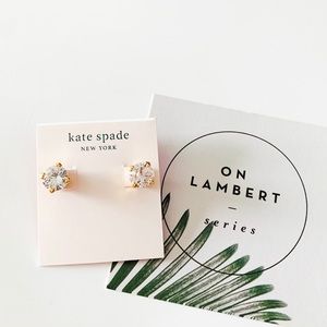 Kate Spade Crystal with Heart Stud Earrings Clear